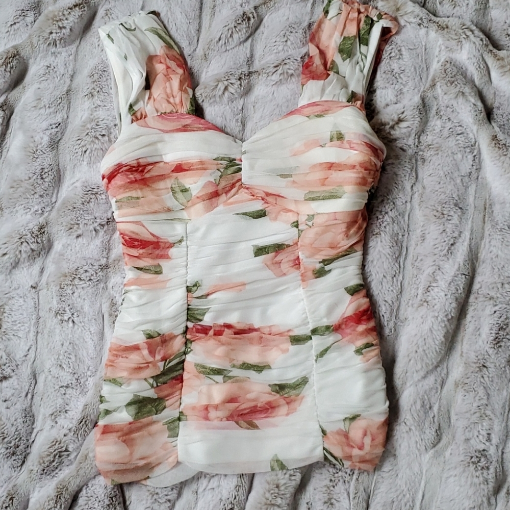 Venus Floral Blouse With Back Zipper